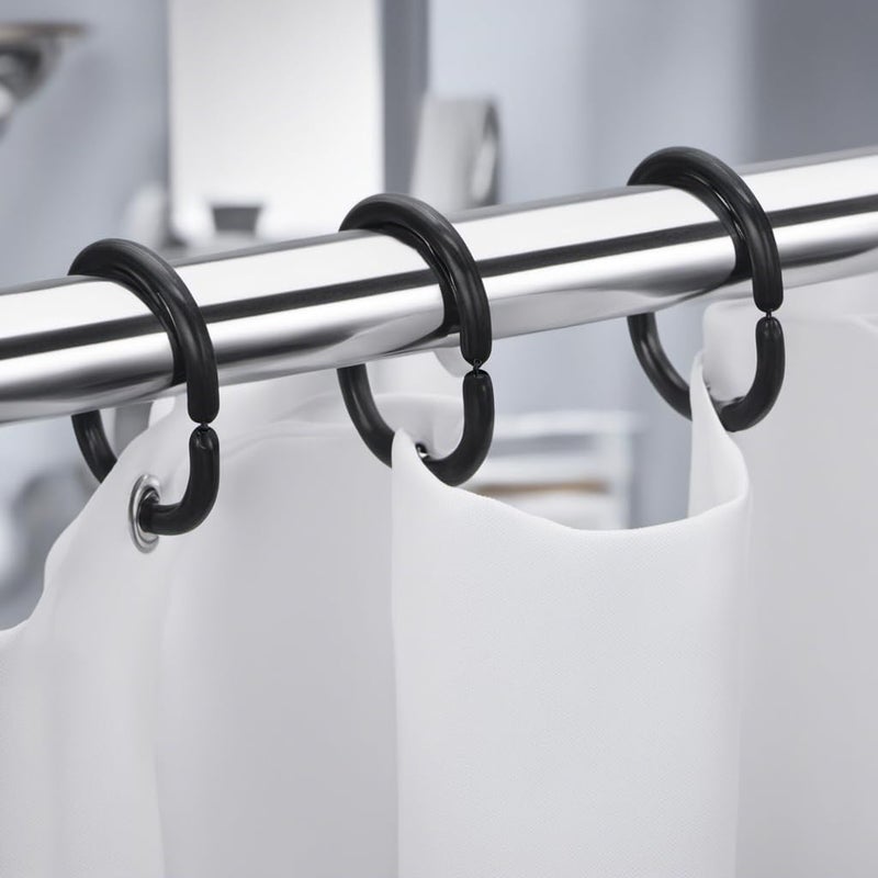 Careyoungs Plastic Shower Curtain Hooks C Shape Shower Curtain Rings for Bathroom Shower Rod Window Curtains Hanger (Black  12pack) - Image 5